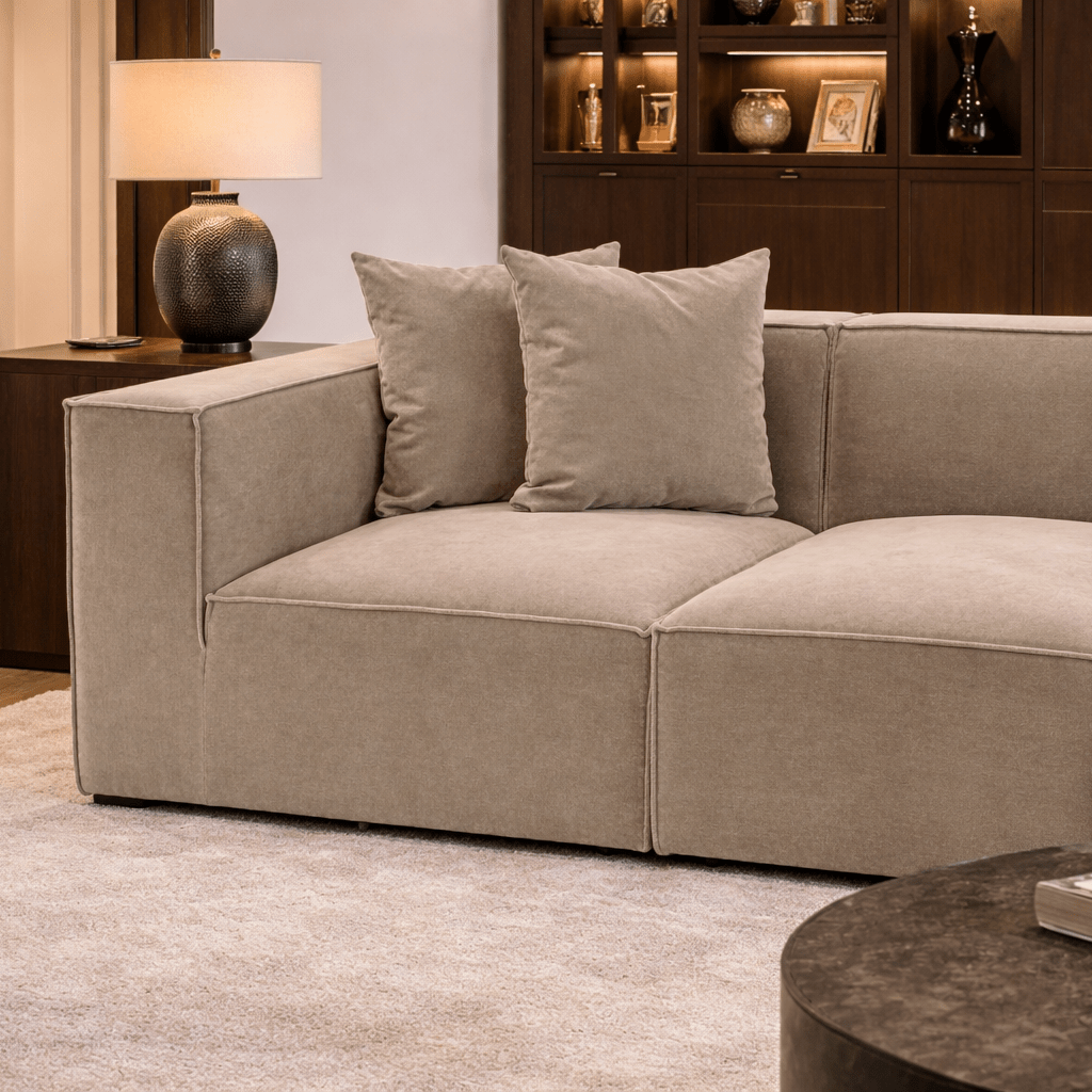 Modulares XXL-Ecksofa Cappucino Leinen 430 cm Sora