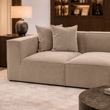 Modulares XXL-Ecksofa Cappucino Leinen 430 cm Sora