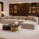 Modulares XXL-Ecksofa Cappucino Leinen 430 cm Sora