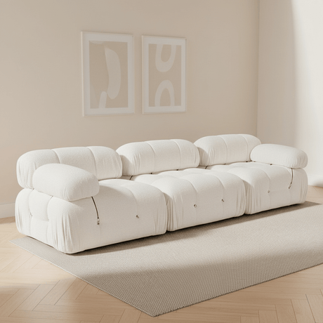 Modulaire bank 3-zits Bubble bouclé wit