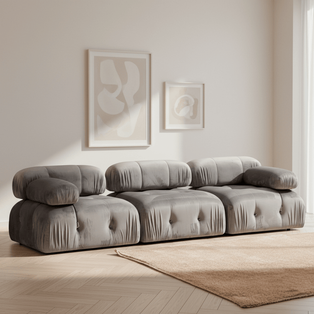 Modulaire bank 3-zits Bubble velvet grijs