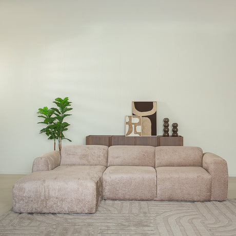 Ecksofa Sand-Chenille-Stoff – 292 x 169 cm – Shane – links