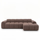 Ecksofa mit Lounge-weichem braunem Bouclé-Stoff – Streifen – rechts – Brix