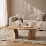 Bio Couchtisch Eiche Melamin Japandi – 105 x 65 cm – Regal