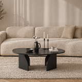 Bio-Couchtisch aus schwarzem Melamin – 105 x 65 cm – Gestell