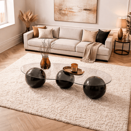 Couchtisch Sphere Gehärtetes Glas Schwarz Bronze 120x70x30 cm Schwarzes Bronze Temperiertes Glas 