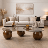 Couchtisch Sphere Walnuss und Grau 120x70 cm Walnuss Grau Sicherheitsglas 