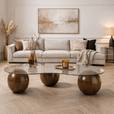 Couchtisch Sphere Walnuss Transparent 120x70 cm Walnuss Transparent Sicherheitsglas 