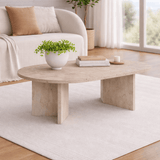 Ovaler Couchtisch Travertin-Look Sabla - 119x60 