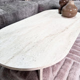 Ovaler Couchtisch Travertin-Look Sabla - 119x60 