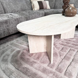Ovaler Couchtisch Travertin-Look Sabla - 119x60 