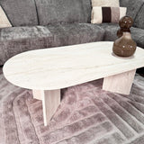 Ovaler Couchtisch Travertin-Look Sabla - 119x60 