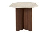 Eettafels - Ovale eettafel travertin blad - walnoot melamine - 180x89,5x75 cm - Sota - Dimehouse