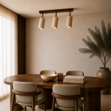 Deckenlampenspot – Walnuss & Travertin – 3er-Set in Reihe – Akari