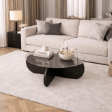 Couchtisch Aris Rund 75 cm Getöntes Glas - Schwarzes Gestell 