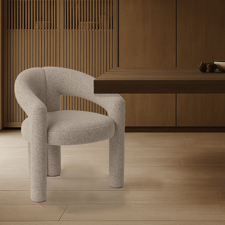 Design Esszimmerstuhl Sandfarbe Bouclé Maro - Vollständig Stoff 