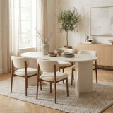 Eettafels - Ovale eettafel Wit melamine - Japandi - 180x89,5x75 cm - Sota - Dimehouse