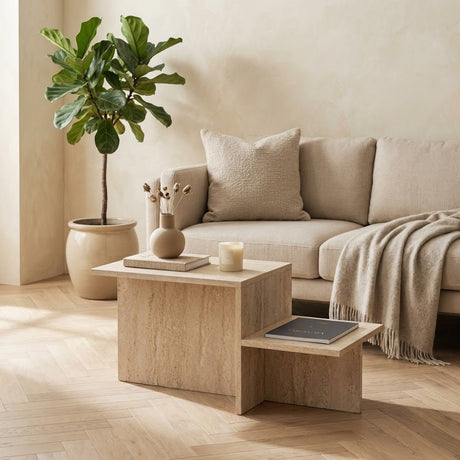 Couchtisch Beige Marmorlook Melamin Eterna 