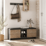 Schuhschrank aus Eiche mit anthrazitfarbenem Melamin – sechs Fächer – 110 x 43 x 37 cm – Zulla