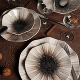 Dinner Set (24 Pieces) - Servies set porselein - 24 delig - Beige met zwart - Solar - Dimehouse