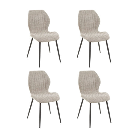 Set von 4 Esszimmerstühlen Luna Bouclé Sand 