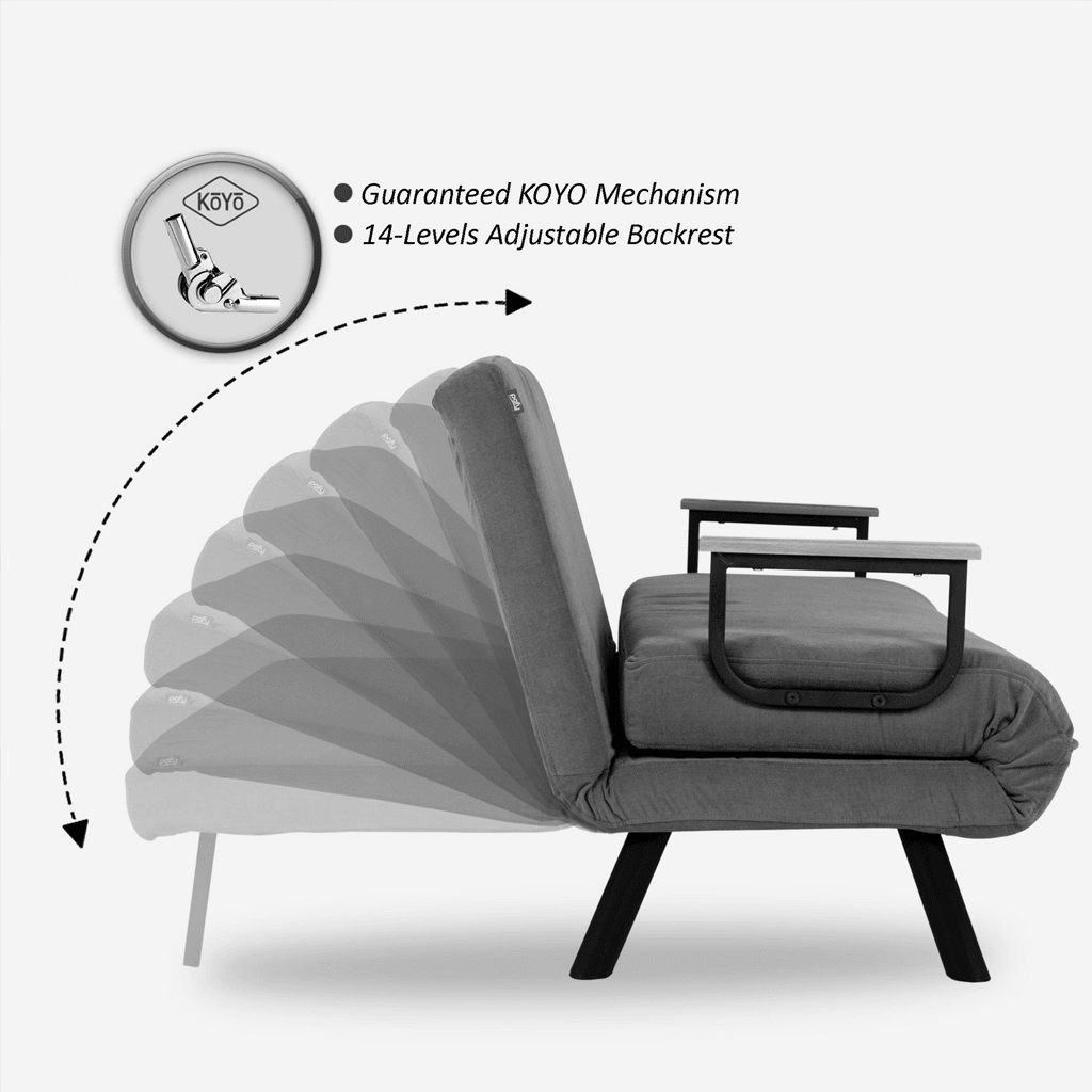 Schlafsofa Elfenbeinfarbener Bouclé-Zweisitzer – Sando
