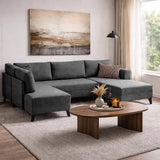 Schlafsofa anthrazitfarbener Stoff – U-Sofa – XXL 300 × 202 × 152 cm – Belen