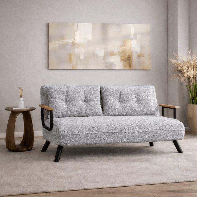 Banken - Slaapbank Grijs Bouclé 2 - zits - Sando - Dimehouse