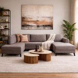 Schlafsofa taupefarbener Stoff – U-Sofa – XXL 300 × 202 × 152 cm – Belen