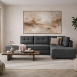 Banken - Slaapbank antraciet stof - XL 280x206 cm - met wielen - Rechts - Manama - Dimehouse