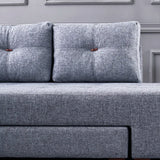 Banken - Slaapbank lichtblauw stof - XL 280x206 cm - met wielen - Links - Manama - Dimehouse