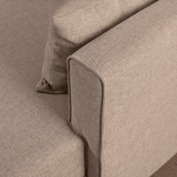 Schlafsofa aus champagnerfarbenem Stoff - 2-Sitzer - inklusive Hocker - rechtsseitig - Bella