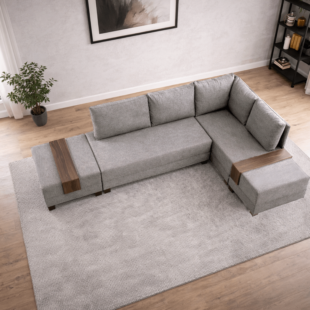 Banken - Slaapbank champagne stof - XXL 280 x 210 - Rechts - Fly - Dimehouse