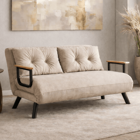 Banken - Slaapbank beige linnen stof 2 persoons - Sando - Dimehouse