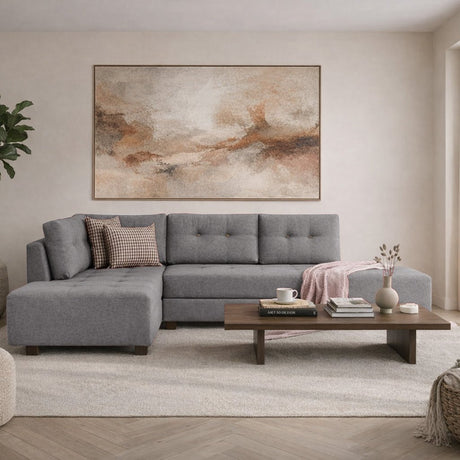 Banken - Slaapbank grijs stof - XL 280x206 cm - met wielen - Links - Manama - Dimehouse
