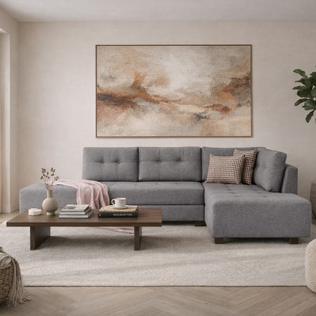 Banken - Slaapbank grijs stof - XL 280x206 cm - met wielen - Rechts - Manama - Dimehouse