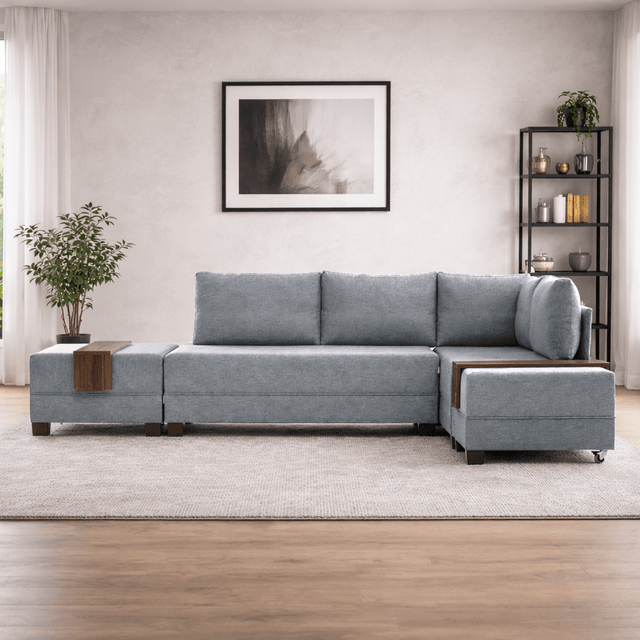 Banken - Slaapbank grijs stof - XXL 280 x 210 - Rechts - Fly - Dimehouse