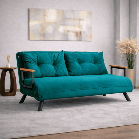 Banken - Slaapbank petrol blauw stof 2 - zits - Sando - Dimehouse
