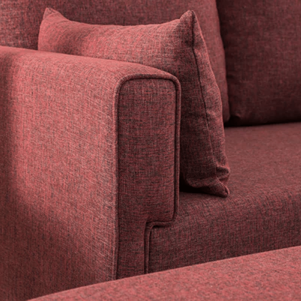 Schlafsofa aus rotem Stoff - 2-Sitzer - inklusive Hocker - rechtsseitig - Bella