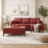 Schlafsofa aus rotem Stoff - 2-Sitzer - inklusive Hocker - rechtsseitig - Bella