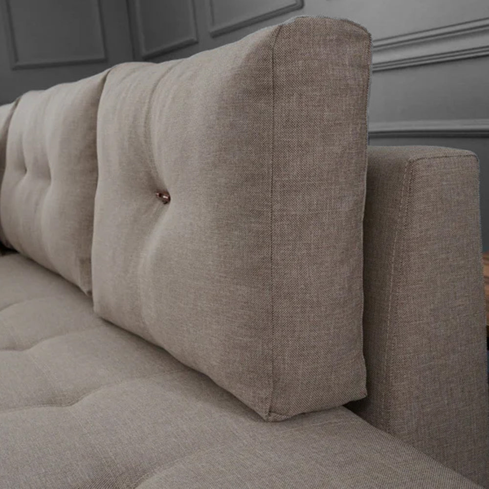 Banken - Slaapbank taupe stof - XL 280x206 cm - met wielen - Rechts - Manama - Dimehouse