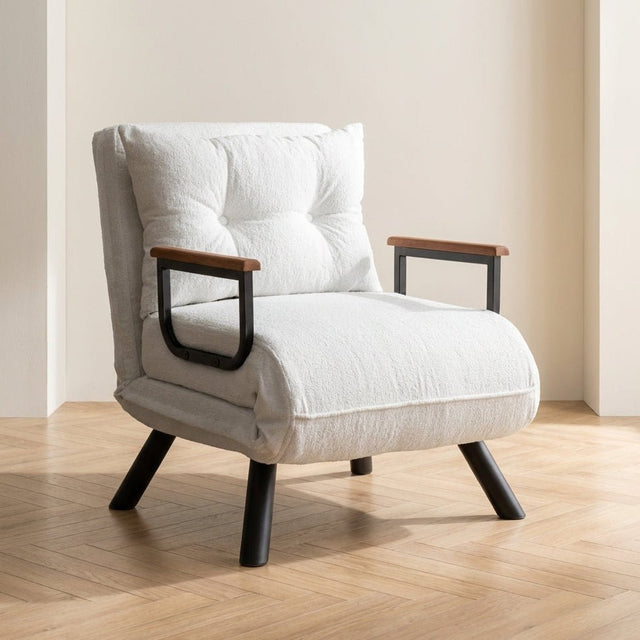 Slaapfauteuil Sando Crème Teddystof sfeerfoto in modern interieur