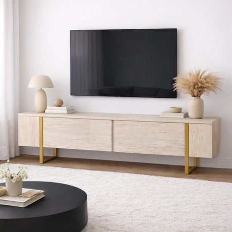 TV Möbel Beige Melamin Fouden Rahmen Blitz 50x180x29,5 cm 