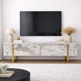 TV Meubels - TV Meubel Marmer Melamine Gouden Frame Blitz 50x180x29,5 cm - Dimehouse