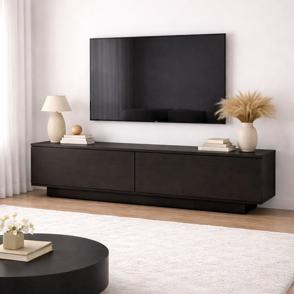 TV-Möbel Merida Schwarz Melamin 140x38,2x35,5 cm
