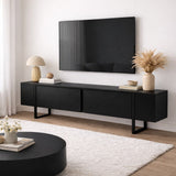 TV Meubels - TV Meubel Zwart Melamine zwart frame 180x50x29,5 cm - Blitz - Dimehouse