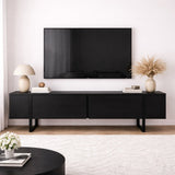 TV Meubels - TV Meubel Zwart Melamine zwart frame 180x50x29,5 cm - Blitz - Dimehouse