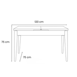 Uitschuifbare eettafel Dennen Melamine - 120 tot 155 cm - inclusief bankjes - Santo