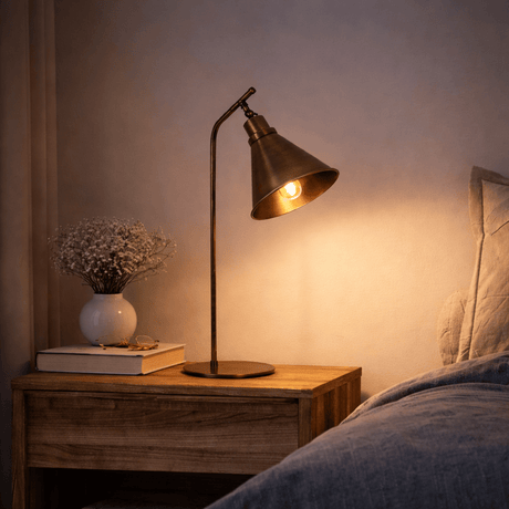 Tischlampe bronzefarbenes Metall Crimson