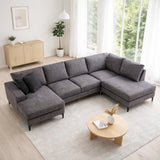 U-Bank Ecksofa Anthrazit Stoff 314x200 cm – Rechts – Porto